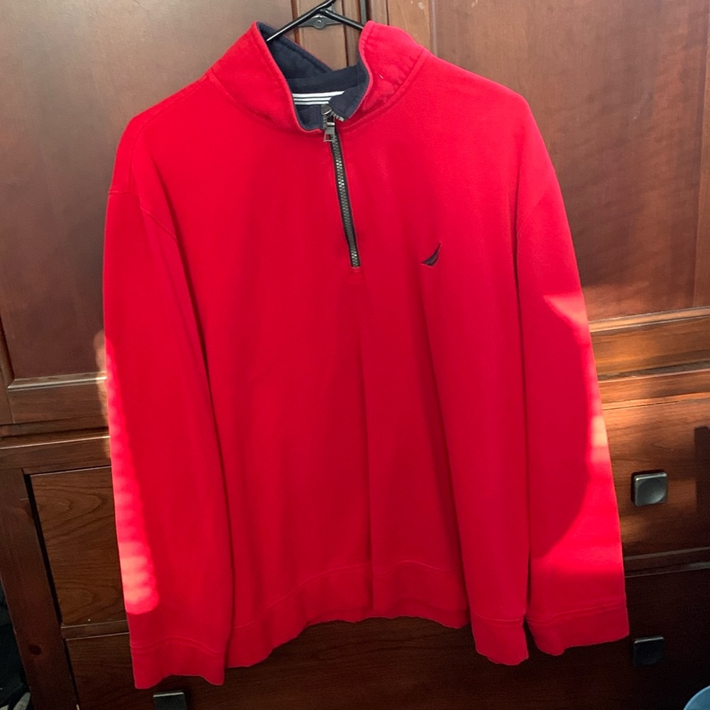 Men’s Nautical Red Collared Sweater XL